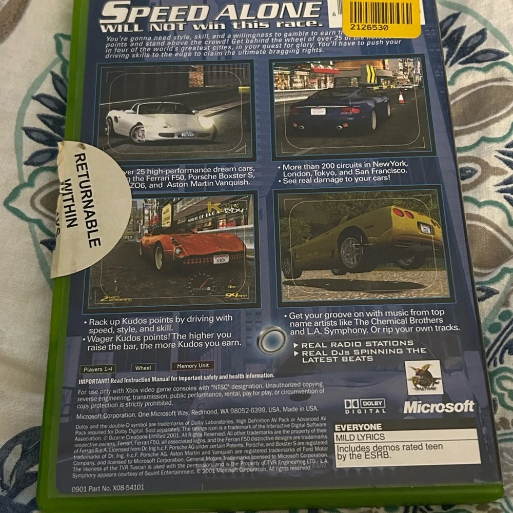 Microsoft Project Gotham Racing Xbox Game - Green and Red